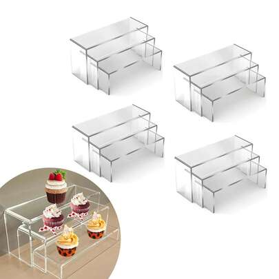 3-Tier Acrylic Cake Stand Set | Stackable Dessert Display Rack, Suitable For Parties | Multi-Layer Tray For Cupcakes, Macarons, Snacks And More