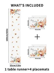 1/2/3/4/5pcs Linen Table Runner And Placemat Set, Heat Resistant, Stain Resistant, Wrinkle Resistant, Machine Washable, Suitable For Home Dining Room And Restaurant, Table Decor, Home Goods, Suitable For Holiday Party, Kitchen, Fireplace - Multicolor - View 16