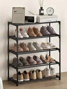 2 层节省空间的鞋架 - 耐用的金属和塑料多功能储物架，用于存放鞋子、靴子、珠宝、手表 - 坚固紧凑的设计，适用于入口、壁橱、小空间、鞋子收纳整理器 1 件多层鞋架、床下鞋架、鞋子收纳架、易于存放和整理家用鞋子、多功能储物架、节省空间的鞋架、大容量车库鞋架，适用于卧室、走廊，可容纳 2 双大鞋或 3 双小鞋