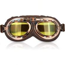 Cosplay Goggles Steampunk Motorcycle Goggles Costume Retro Pilot Style - 棕色-黃色鏡片 - 查看 12