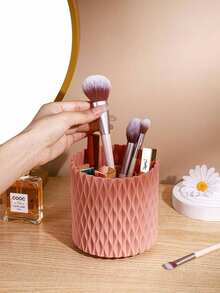 1个可旋转菱形网格化妆刷架，梳妆台收纳架 - 适用于口红、眉笔、眼影刷、散粉刷等，简约桌面文具刷架收纳架 - 彩色 - 查看 4