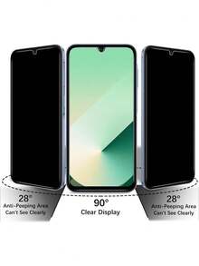 3片装隐私钢化玻璃屏幕保护膜,兼容三星Galaxy系列手机,包括A55 5G、A54、A52、A15、A14、A16、A13、A36、A26等,隐私屏幕保护膜,手机配件,适用于手机壳 - 黑色 - 查看 4