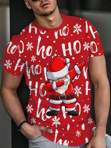 男士圣诞老人 T 恤 - 休闲涤纶，可机洗，圆领 - 白色 - 查看 2