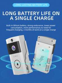 1PC High-Definition Wireless Video Doorbell With Solar Rainproof Cover, Type-C Port, Supports Voice Switching Intercom Function, Easy For Outdoor Installation, Uninterrupted Power Supply, Long Battery Life, Black And White Color Design