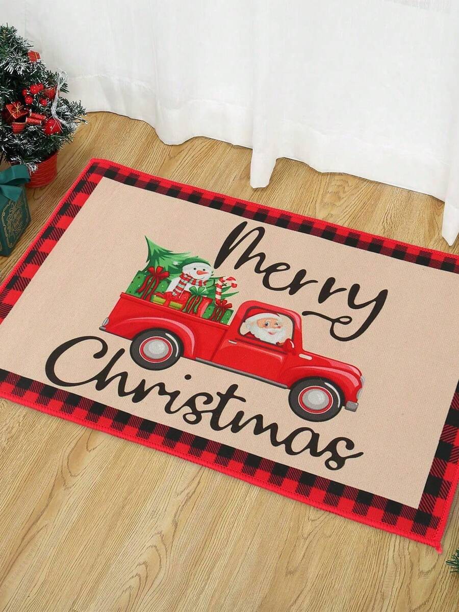 1pc Christmas Doormat, Merry Christmas Floor Mat, Santa Claus Pattern Front Door Rugs, Dirt-Resistant Balcony Carpet, Christmas Ornaments, Bathroom Entrance Mat, Christmas Kitchen Decor, Christmas Laundry Decor, Christmas Decor, Christmas Decorations For Home, Christmas Home Decor, Christmas Room Decor,Xmas Gifts, Christmas Gifts, 2026 New Year Decor