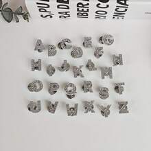 1pc DIY Shoe Decoration Charms, Shiny Rhinestone English Letter Decor, Non-Metal Lightweight Material, Y2K Fashion Versatile Cute Unisex, Suitable For EVA Beach Shoes, Slippers, Detachable Shoe Uppers, Holiday Gift - Silver - View 8
