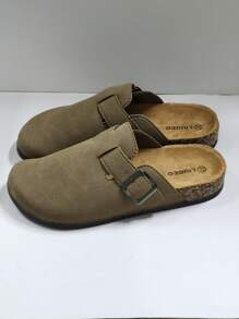 Men's Slip-On Mule Sandals, Soft Wood Casual Slippers, Backless Slides, Suitable For Summer And Autumn/Winter, Large Size, Office & Leisure