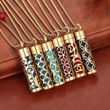 Golden Aromatherapy Necklace Diffuser Pendant Stainless Steel Locket Aroma Perfume Oils Essential Oil Diffuser Pendant Necklace Stainless Steel Jewelry Locket Necklaces Couple Men Punk Pendants Necklaces - Gold - View 3