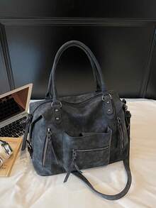 Women's New Fashionable High-End Commuter Tote Bag, Versatile Large Capacity Shoulder Bag - Black - View 12