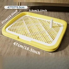 新款平板狗厕所，透气板易于拆卸和清洁，可重复使用的狗厕所训练垫架，配有可拆卸塑料网格尿垫支架，宠物厕所狗便盆带尿液导柱，可拆卸垫架带凸起围栏 - 彩色 - 查看 4