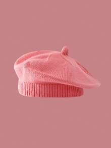 1pc Children's Solid Color Versatile Beret Hat, Adorable & Stylish Knitted Beanie For Infant Toddler, Suitable For Autumn/Winter Daily Wear - 1PC - View 29
