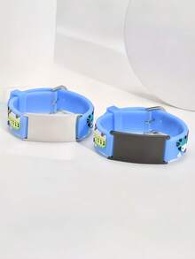 Bracelet d'urgence personnalisé / Bracelet d'identification spécial anti-perte. Ce bracelet d'identification mignon avec une plaque incurvée en acier inoxydable convient aux adolescents. Il est disponible en couleurs optionnelles de rose, bleu, rouge, noir et blanc, avec des styles couvrant la mode, les couleurs, le vintage, le minimaliste, le décontracté et le mignon. Il propose une personnalisation. - Multicolore - Voir 7