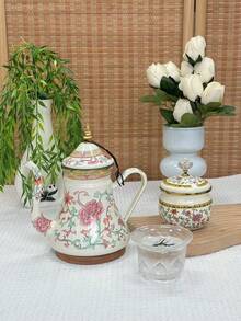 1 Set Of Retro Enamel Teapot With Strainer, Small Diamond-Lidded Coffee Storage Jar, All-Season Multifunctional Heatable Coffee Pot, Milk Tea Pot, Kettle, Nordic-Style Exquisite Home Decorative Ornament, A Gift For Relatives And Friends On Festivals And Birthdays.