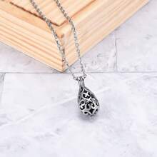Stainless Steel Cremation Urn Memorial Pendant Necklace With Hollow Urn Teardrop Cremation Jewelry For Ashes - Multicolor - View 4