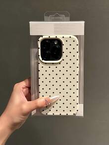 1pc White Polka Dot Pattern Full Coverage TPU Shockproof Phone Case, Compatible With Apple 16, 15, 14, 13, 12, 11 Pro Max, And Series