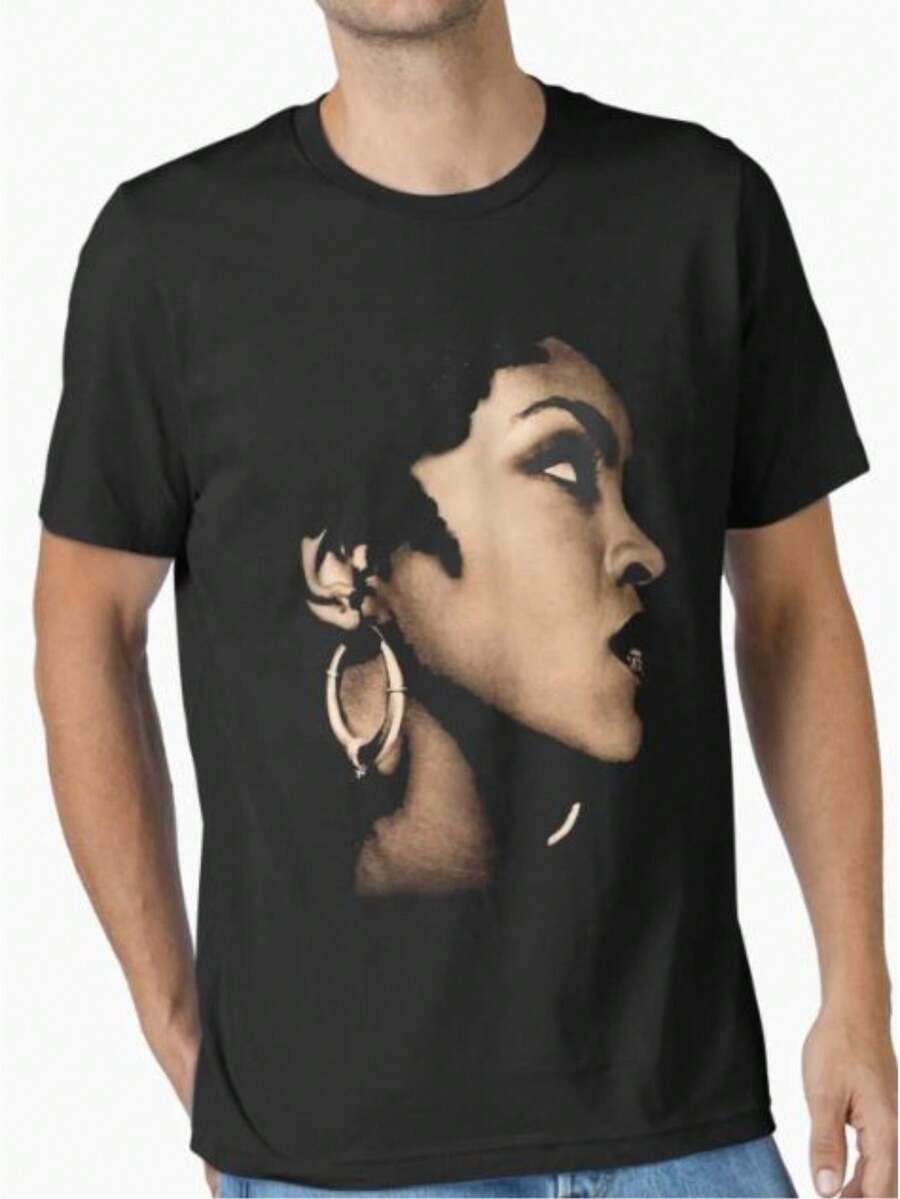 Women's Side Face Print Classic Round Neck, Men's T-Shirt, Tops For Summer