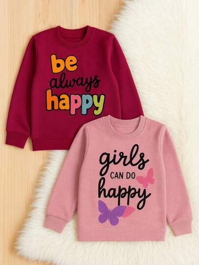 KIT BLUSA de moletom para MENINAS SEM capuz estampado com DOIS