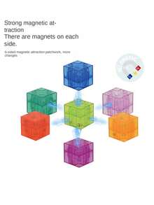 Juego de bloques de construcción magnéticos - Cubos sensoriales STEM, adecuados para niños, mis bloques de rompecabezas magnéticos, juguetes de regalo de cumpleaños de Halloween y Navidad (estilos de patrones de colores aleatorios) Juguetes de bloques de construcción magnéticos para preescolar, juguetes de bloques de construcción translúcidos, adecuados para niños y niñas de 3 a 6 años, juguetes sensoriales Montessori STEM magnéticos para preescolar