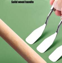 Raspador de pintura al óleo de acero inoxidable, juego de paleta de arte de pintura de punta plana, cuchillo para mezclar textura de madera - Caqui - Ver 7