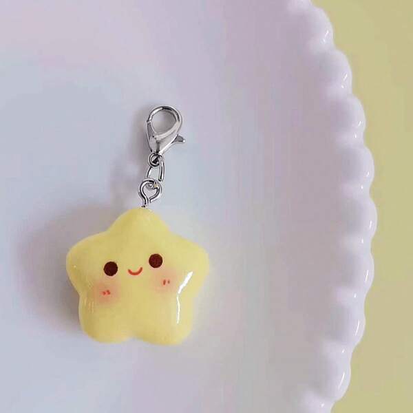 1pc Resin Star Shaped Spring Clasp Zipper Pull Charm, Cute Accessory Suitable For Bags, Star Design Small Gift