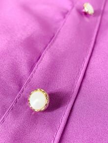 Women's Fashion Collared Blouse With Buttons On The Front, Code 1 - Mauve Purple - View 6