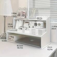 1pc Wooden Desktop Storage Rack,Room Decorations Desk Storage Rack, Study Desk Storage Rack, Beauty Storage Rack White Color, Cosmetic Organizer, Student Desk Storage Shelf - 白色 - 查看 2