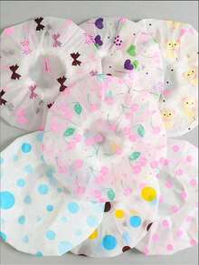 5pcs/3pcs Elastic Printed Waterproof Reusable Shower Cap, Suitable For Bathing, Hair Mask, Travel, Beauty Salon, Spa - Multicolor - View 6