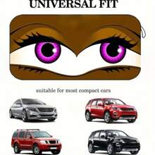 1pc Cute Big Eye Car Sun Visor, Fashionable And Interesting Sunshade, Easy To Install, Suitable For Various Car Models, With Heat Insulation And Privacy Protection Function, Keeps Your Car Cool, Foldable For Easy Storage