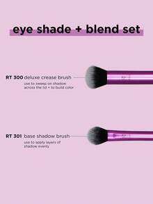 Bộ cọ trang điểm mắt Real Techniques Eye Shade & Blend, dùng cho phấn mắt và kẻ mắt, dụng cụ trang điểm tạo hình và định hình lông mày, tạo vẻ ngoài trang điểm sắc nét, thuần chay và không thử nghiệm trên động vật, 2 chiếc. - Màu Hồng Tươi - Xem 3