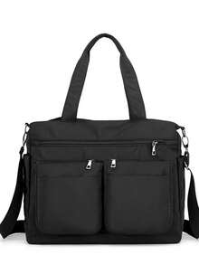 Women Casual Crossbody Shoulder Bag Layers Waterproof Handle Bag - 黑色 - 查看 1