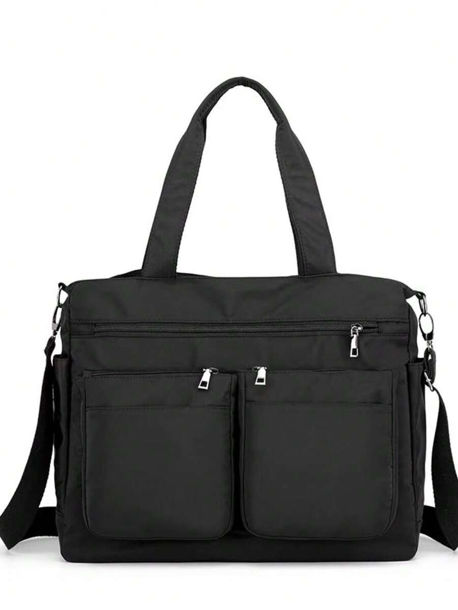 Women Casual Crossbody Shoulder Bag Layers Waterproof Handle Bag - 黑色 - 查看 1