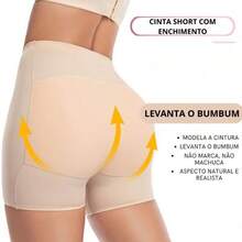 Calcinha Short Levanta Bumbum Aumenta - Enchimento Bunda - Bege - Visão 3