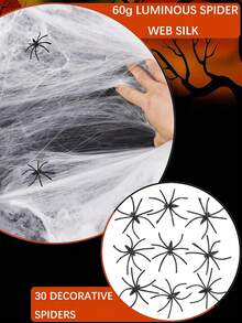 Glow In The Dark Spider Web Halloween Fake Spider Web White Stretch Spider Webs, Halloween Decoration, Cobwebs For Creepy Halloween Home And Party Indoor And Outdoor Decor