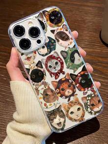 1pc Airbag Cat Pattern Full Coverage TPU Shockproof Phone Case Compatible With Apple 17, 16, 15, 14, 13, 12, 11 Pro Max, Series - Kiểu 1 (1 cái) - Xem 2