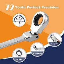 AD TOOLS 8pcs Flexible Ratchet Wrench Set, 9-17mm Wrench Ring Ratchet Combination Flexible Wrench Kit, Metric Flexible Head - Blue - View 4