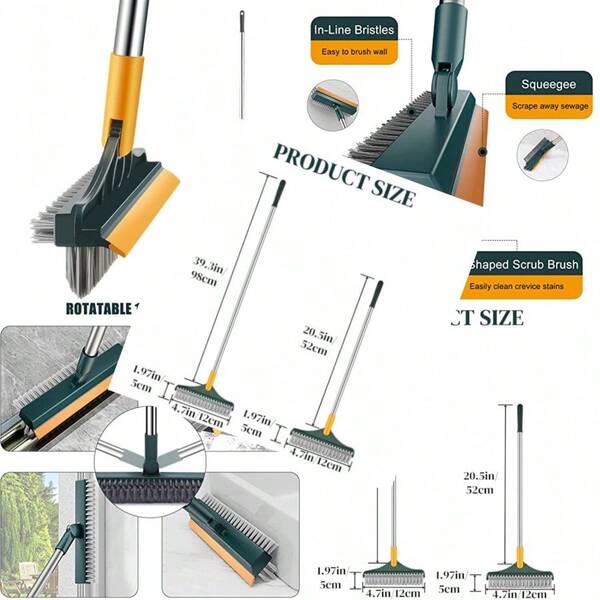 New Upgraded 3in1 Brush Adjustable VShaped Cleaning Brush With Flat Head Brush 180 Degree Rotating Removable Head For Cleaning Floors Terraces Toilets Bathrooms RVs Kitchens