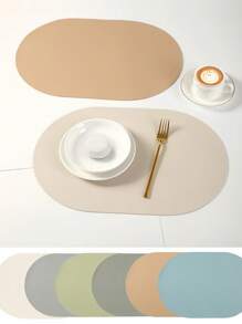 1件防滑耐热餐垫,防水可水洗厨房/餐桌垫兼杯垫,易于清洁室内/室外,仿皮杯垫家居装饰(马卡龙色) - 彩色 - 查看 2