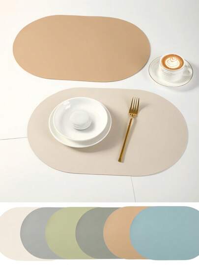 1pc Non-Slip Heat Resistant Table Placemat,Waterproof Washable Kitchen Dining Table Mats And Coasters,Indoor Outdoor Easy To Clean,Fake Leather Cup Coaster Home Supply(Ins Macaron Colors)