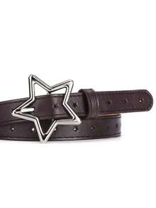 1 pieza Cinturón con hebilla de aleación con diseño de pentágono, cinturón de vestir y vaqueros de piel con agujeros múltiples y diseño versátil y minimalista de estrella - Unitalla - Ver 18