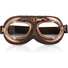Cosplay Goggles Steampunk Motorcycle Goggles Costume Retro Pilot Style - Coklat - Lensa Bening - View 1
