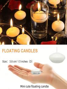 20/5/1/4片装白色漂浮蜡烛，Royal Imports品牌漂浮蜡烛，无香无滴蜡烛片，适用于桌面装饰、婚礼、派对、节日、情人节派对用品、婚礼用品、房间装饰等。 - 白色 - 查看 5
