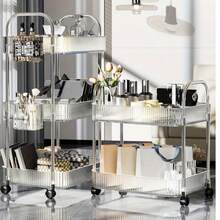 4-Tier Transparent Storage Cart - 360° Swivel Casters, Easy No-Tool Assembly, Space-Saving For Home, Office, Kitchen, Bathroom Multi-Purpose Organizer - Cosmetics, Snacks, Books, Tools Storage, Sturdy Frame Design, Durable Construction, Home Organization Essential - Multicolor - View 10