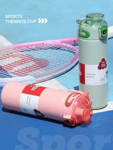 1pc 500ml/16.9oz Vacuum Flask With Handle, Insulated Water Bottle, Suitable For Cold/Hot Beverages, All Seasons, Gift ﻿