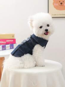 1pc Pet Clothes, Happy Dog Casual Fashionable Cute Comfortable Golden California Jacket For Small Dogs & Cats