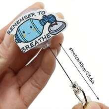 1個/3個可愛卡通風壓克力伸縮護理師識別證捲軸－「Breath」設計，適用醫療人員識別證套、辦公室使用｜趣味識別證捲軸夾，團隊禮物，女孩禮物，聖誕節、新年禮物，趣味禮物 - 均碼 - 查看 4