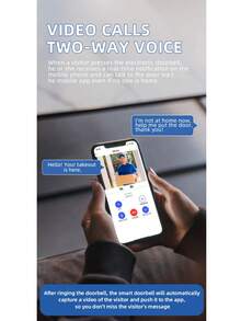 1PC High-Definition Wireless Video Doorbell With Solar Rainproof Cover, Type-C Port, Supports Voice Switching Intercom Function, Easy For Outdoor Installation, Uninterrupted Power Supply, Long Battery Life, Black And White Color Design