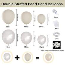 182pcs Pearl White Balloon With Stickers, Double-Layer Floral Arch Garland Set, Includes 18/10/5 Inch Sizes, Suitable For Wedding, Bridal Shower, Baby Shower, Valentine's Day And Bachelorette Party Decor - White - View 2