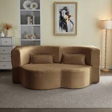 Modern Floor Sofa With 2 Pillows,Convertible Plush Corduroy Foam-Filled Sleeper Sofa Bed,15" Full Size Folding Mattress For Living Room,Guest Bed,No Assembly Required - Lạc đà - Xem 1