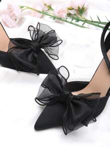 1 Pair (2pcs) White, Beige, Black, Wine Red, Light Pink, Rose Pink, Beige Bow-Shaped Detachable DIY Shoe Clips, Fashion Elegant Shoe Accessories For Women's High Heels, Pumps, Office Business Heels, Date Outfit