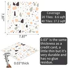 10/20 miếng gạch dán tường 20,32cm x 20,32cm, sàn vinyl tự dính DIY, thích hợp cho miếng dán gạch chống thấm nước có thể tháo rời (gạch Terrazzo) trong phòng tắm, phòng khách, phòng ngủ, nhà bếp và cầu thang - Nhiều màu - Xem 18